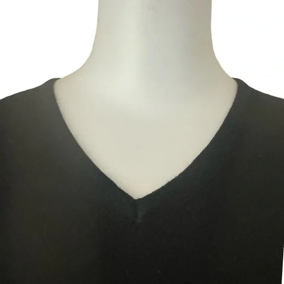 HENRI BENDEL Vintage Extra Fine Merino Wool Black V-Neck Sweater Classic Size M - Picture 3 of 13